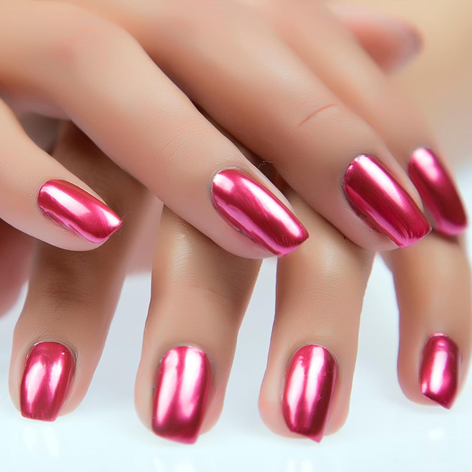 Cherry Pink Red Metallic Nail Polish, Mirror Cherry Red Shiny Metal Long-Lasting Quick Dry Nail Lacquers (09, 6ml)