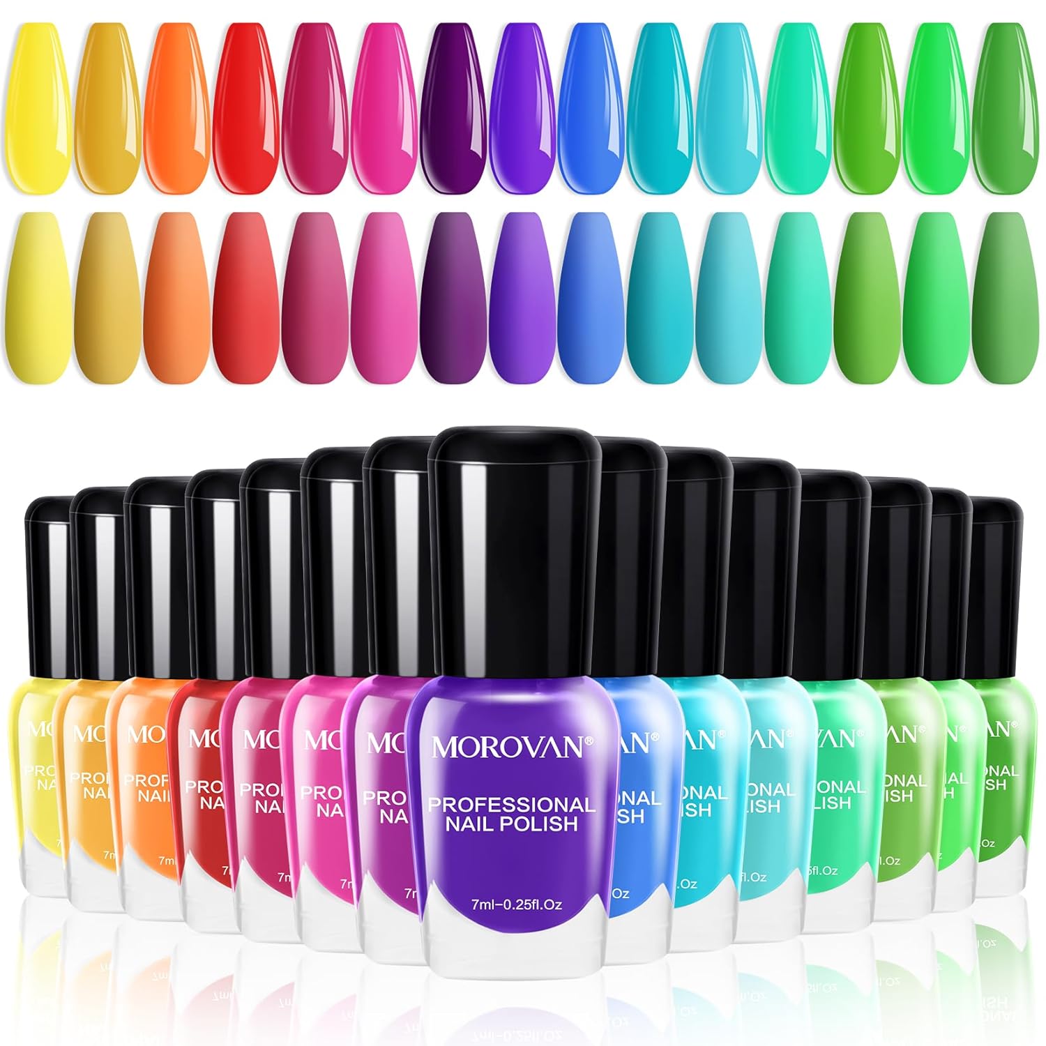 Morovan 15 Bright Color 0.27oz Air Quick Dry Long Lasting Nail Polish Gift Set for Women
