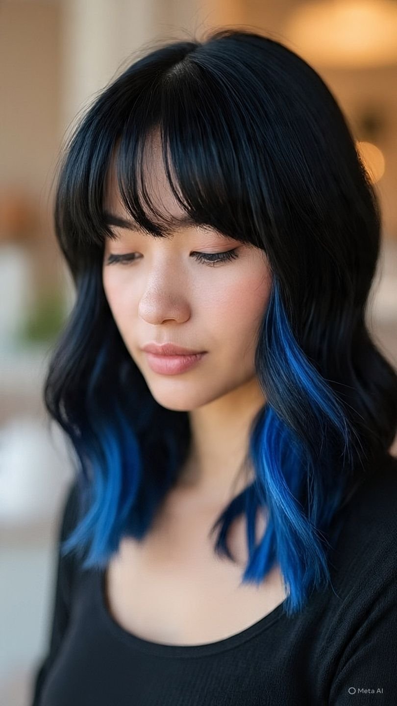 12 Black Hair with Blue Highlights That Will Transform Your Look