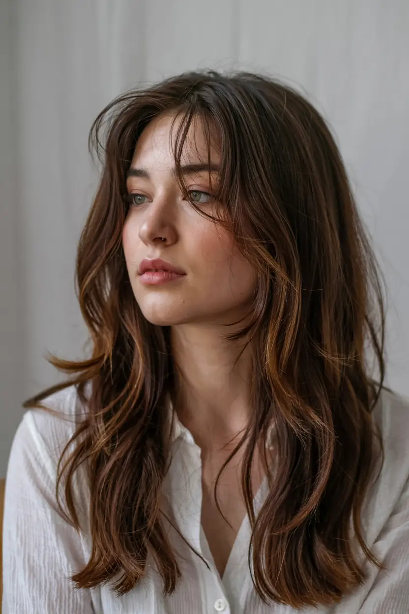 Fall Long Haircut Ideas 2025 with Layers, Balayage & Curtain Bangs