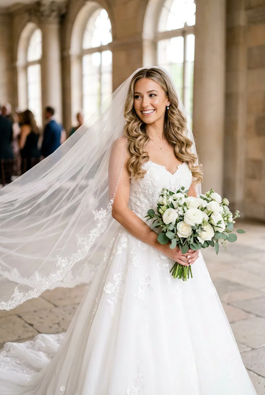 20 Elegant Bridal Soft Curls with Middle Part Hairstyles – Lovelyish