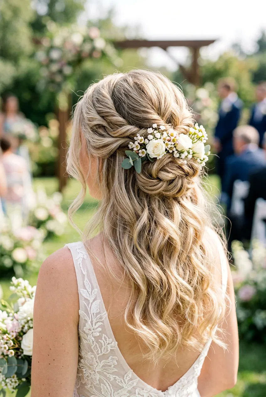 20 Romantic Twisted Half Up Wedding Hairstyle Ideas for Brides – Lovelyish