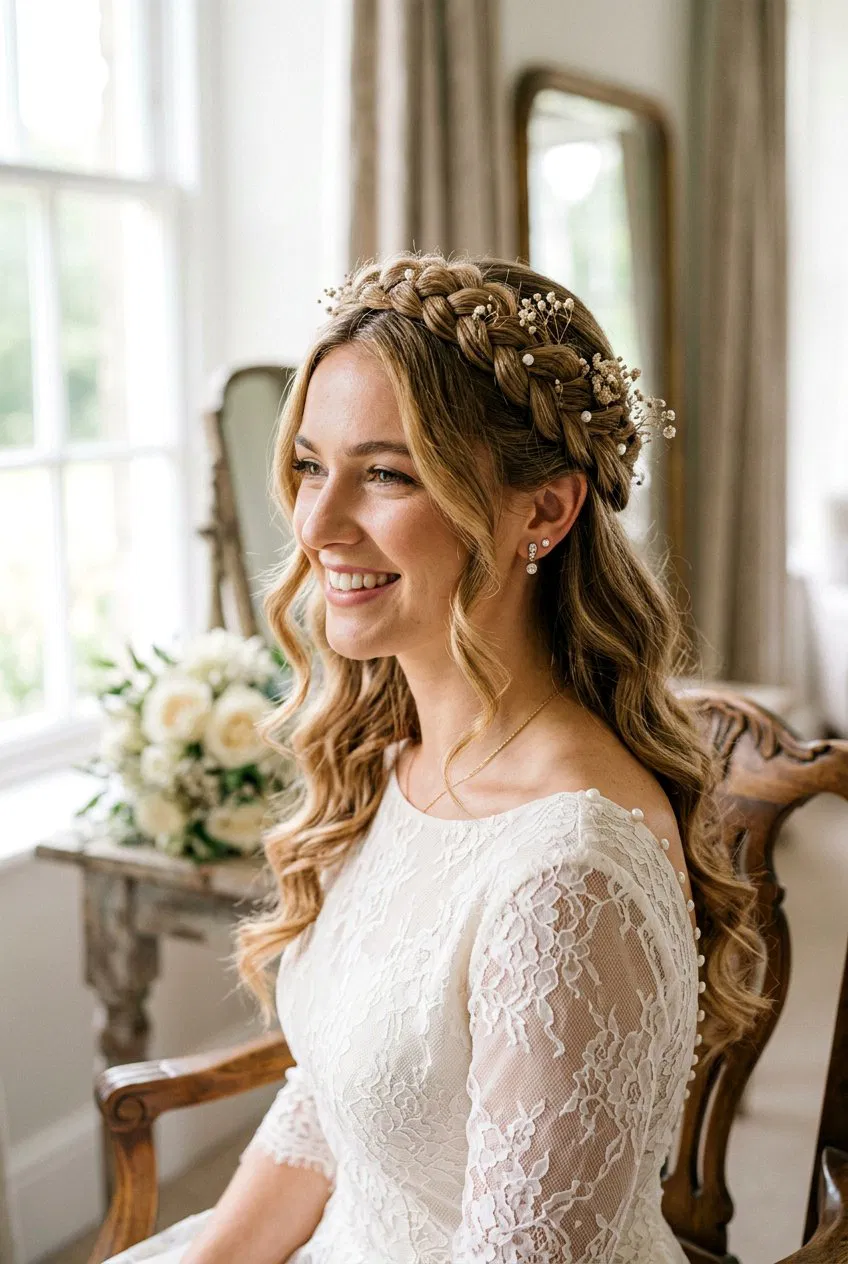 20 Gorgeous Bridal Braid Crown With Loose Curls Styles – Lovelyish