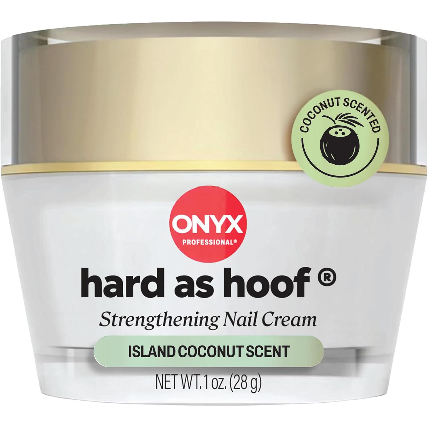 Onyx Professional Hard as Hoof Nail Strengthening Cream, Island Coconut Scent – Nail Growth and Conditioning Cuticle Cream Stops Splits, Chips, Cracks & Strengthens Nails, 1 oz